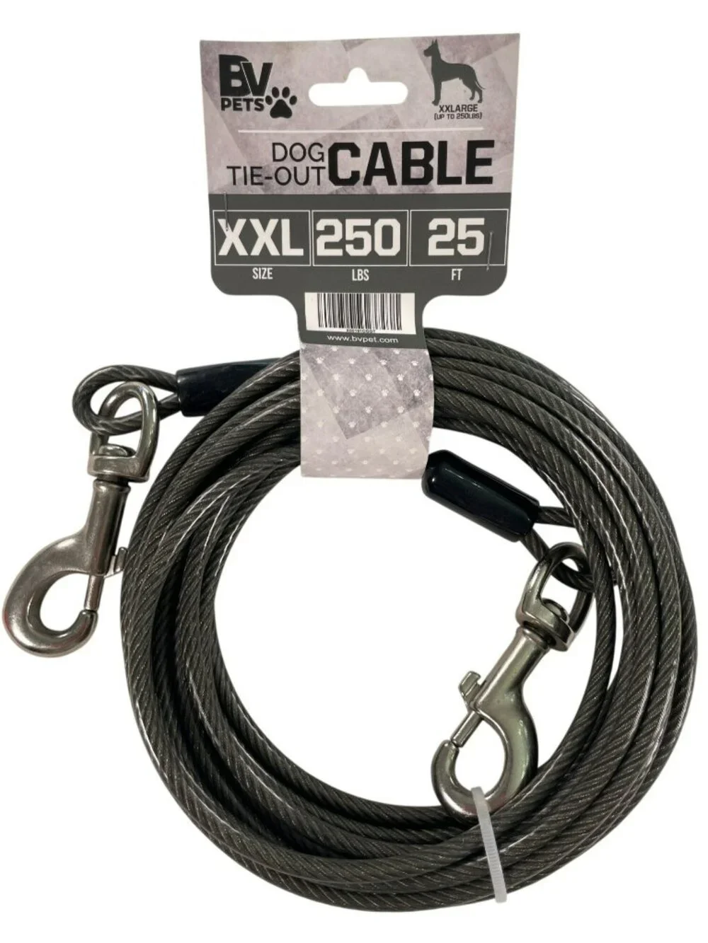 BV Pets XXL Dog Tie-Out Cable 250 Lbs Capacity 25 Ft Heavy-Duty Large Breeds NEW